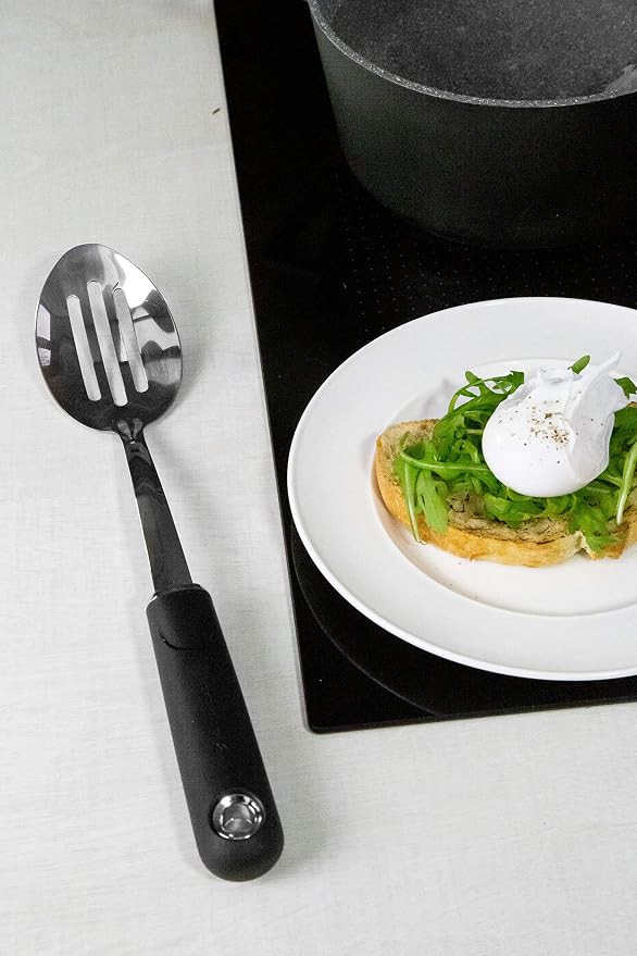 MasterClass Slotted Spoon with Soft Grip Handle, Stainless Steel, 34 cm