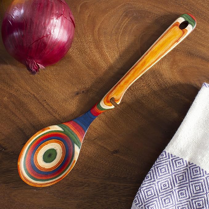 Totally Bamboo Baltique Marrakesh Collection 12-1/2" Wooden Cooking Spoon with Spoon Rest Notch, Ready for Use on Nonstick