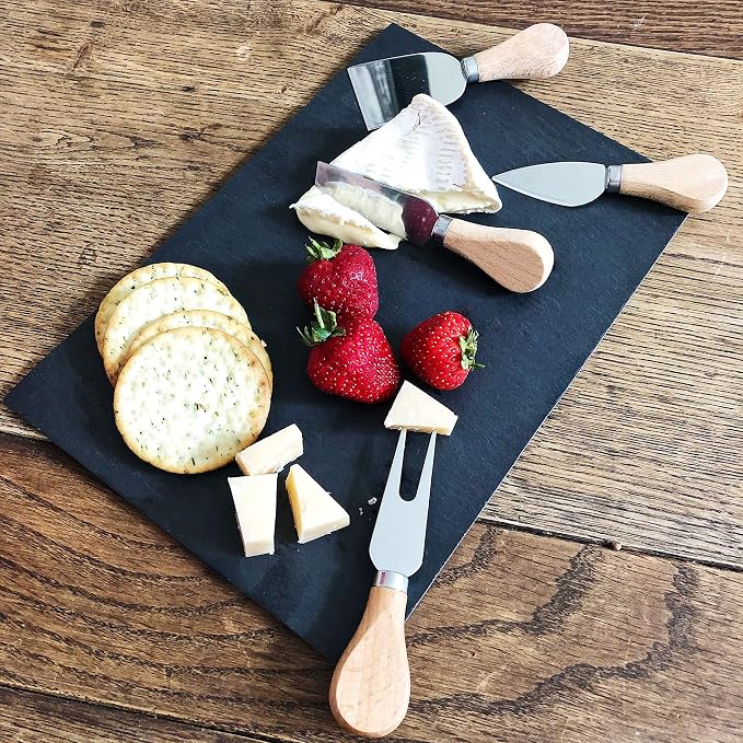 Jean-Patrique Cheese Knives - Set of 4, Includes Serving Fork, Parmesan, Hard and Soft Cheese Knife - From