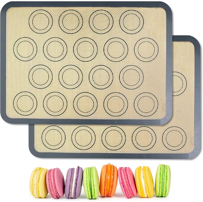 HOOMIL Macaron Silicone Baking Mats, 13 x 9 Inch, 2 Pack, Nonstick | Quarter Sheet, Food-Safe, BPA Free, Dishwasher Safe, Dual-Circle Guidelines Baking Sheets, Fits Quarter Sheet Pan
