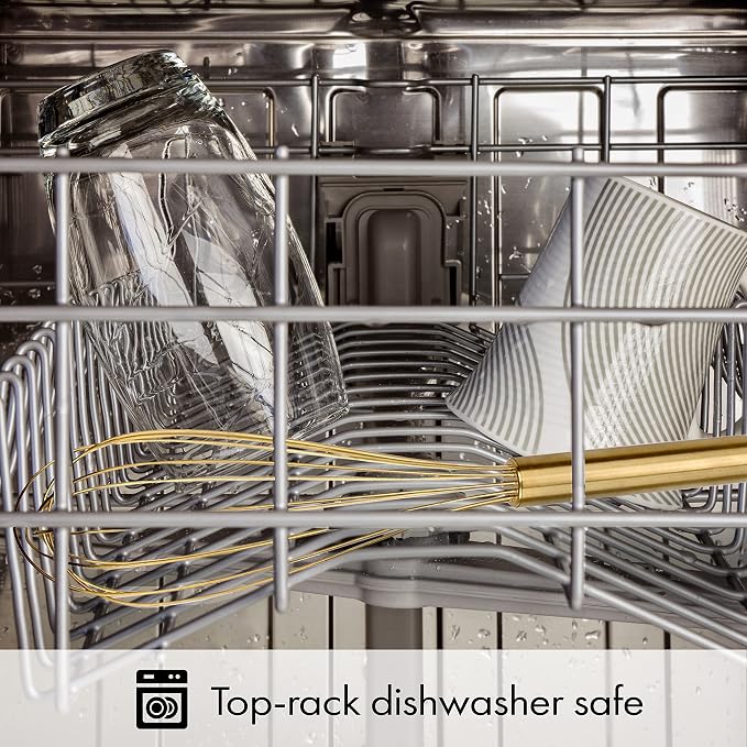 Stainless Steel Whisk Heavy Duty - Gold Metal Kitchen Whisking Tool for Cooking, and Baking - 11.75" Wire Whip