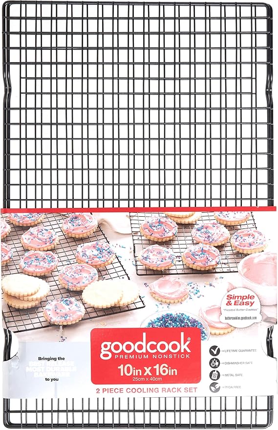 GoodCook Nonstick Steel Wire Cooling Rack, 16" x 10" (Set of 2)