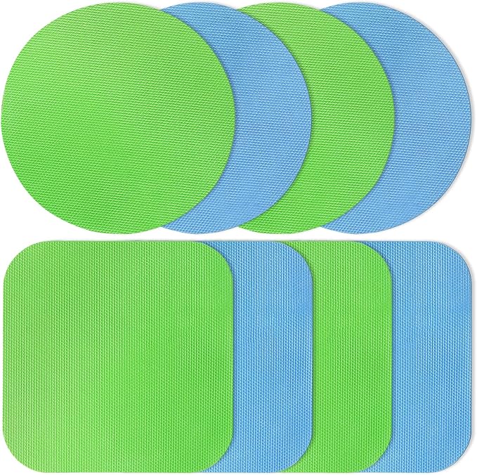 Imeepa 8PCS Rubber Jar Opener Gripper Pads for Seniors (Light Blue+Green) | Non-Slip Rubber Grips Open Tight Jars Easily. Ideal for Arthritis, Weak Hands. 8-Piece Set, Versatile For Bottles & Cans