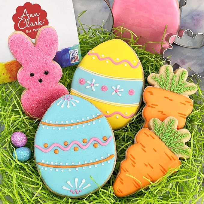 Ann Clark Cute Easter 3-Pc. Cookie Cutter Set, Made in USA, Easter Bunny, Carrot and Egg