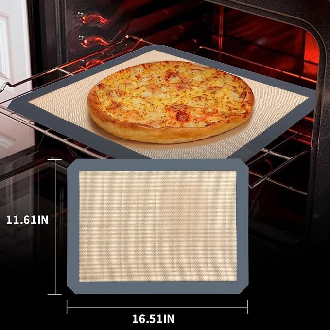 2-Pack Non-Stick Silicone Baking Mat, Food Safe Silicone Mats for Baking Cookies and Macarons - Silicone Baking Sheet(Gray）