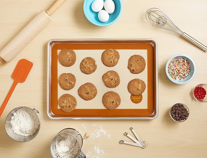 Mrs. Anderson's Baking Non-Stick Silicone Baking Mat - Reusable Oven Liner & Pastry Mat - For Breads, Cookies, Roasting & More - Baker’s Essentials - Heat-Resistant to 480°F - Baking Mat