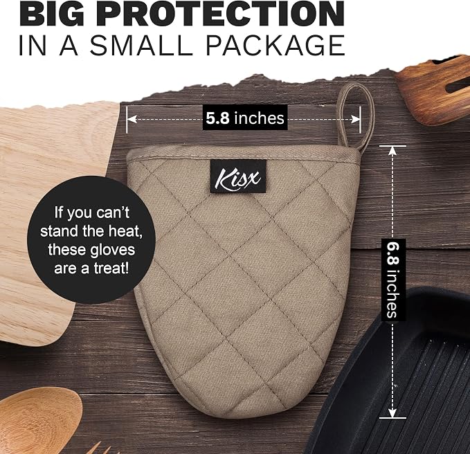 Oven Mitts Heat Resistant – (Grey Color) Mini Oven Mitts, Silicone Gloves Heat Resistant, Kitchen Gloves for Cooking, Silicone Oven Mitts & Pot Holders Sets, Kitchen Pot Holders & Oven Mitts Sets