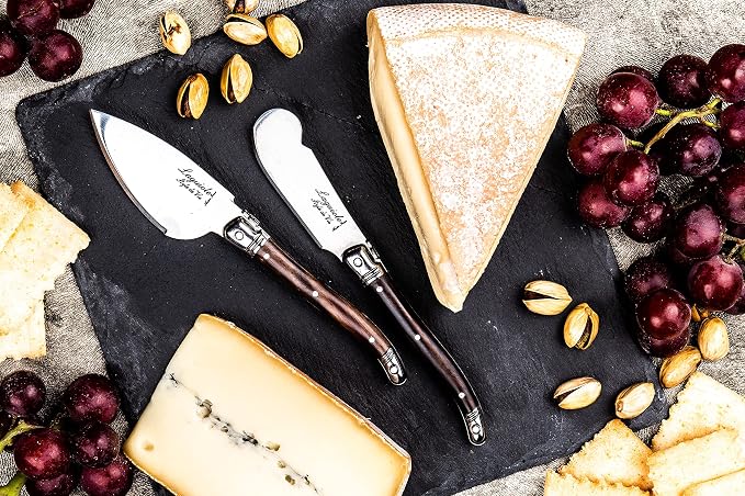 Laguiole Style de Vie Cheese Knife Set Premium Line Set of 3 Dark Wood
