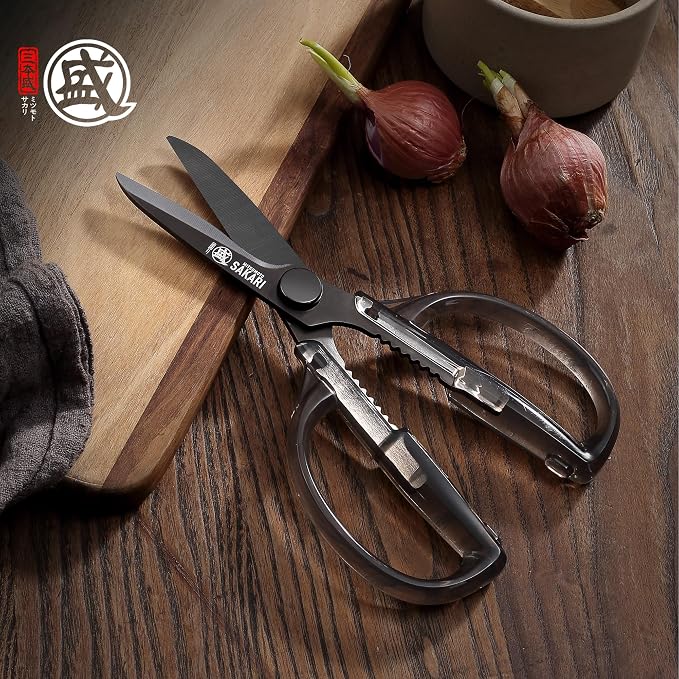 Detachable Poultry Shears, Clear Acrylic Handle | Titanium-plated 1.4116 stainless steel blades, detachable design, clear acrylic handle for meat, fish, nuts and vegetables