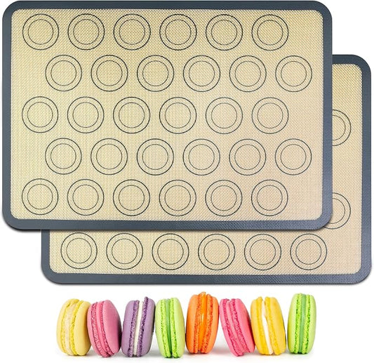 HOOMIL Macaron Silicone Baking Mats, 16.5 x 11.6 Inch, 2 Pack, Nonstick | Half Sheet, Food-Safe, BPA Free, Dishwasher Safe, Dual-Circle Guidelines Baking Sheets, Fits Standard Half Sheet Pan