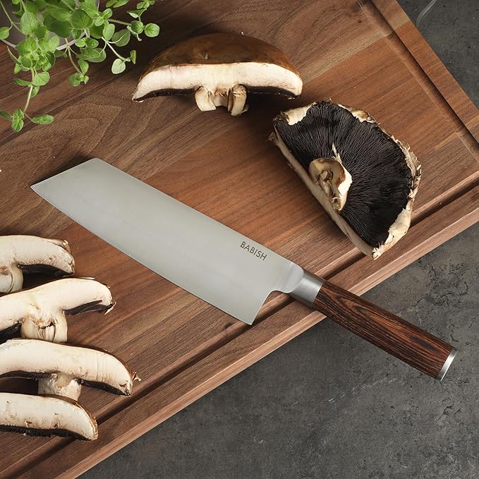 Babish 7.5-Inch Clef Knife – High-Carbon 1.4116 German Steel Kitchen Knife with Dark Pakka Wood Handle, Chef & Cleaver Hybrid for Chopping, Slicing & Prep, Full-Tang, Razor Sharp, Ergonomic Design