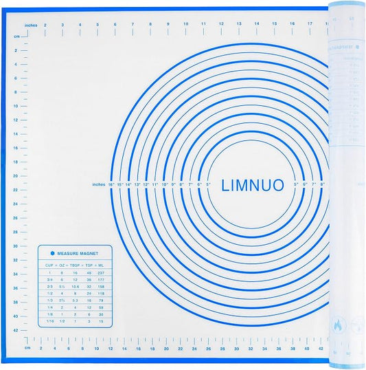 Silicone Baking Mat，Non Stick Rolling Dough with Measurements for Pie Pizza Cookies Fondant Making，Extra Thick Non Slip Silicone Pastry Mat (Blue, XXL-24"×32")