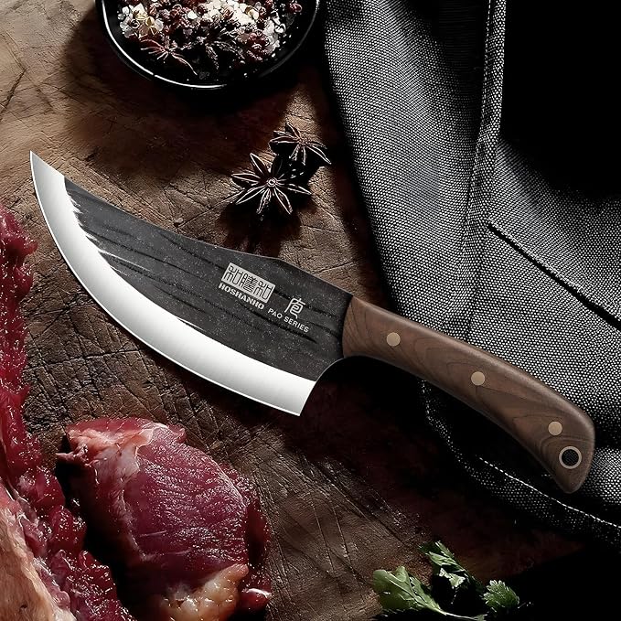 HOSHANHO 6 Inch Viking Knife, High Carbon Steel Japanese Kitchen Chef Knife, Hand Forged Butcher Knife for Meat Cutting, Multipurpose Cooking Knives for Home & Camping & BBQ
