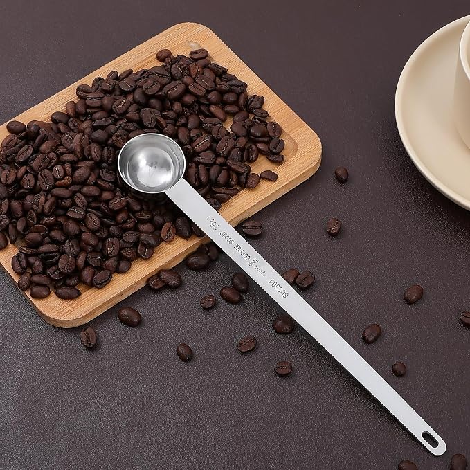 REDANT Long Handle Stainless Steel Measuring Spoons – 1 Tablespoon Coffee Scoop for Ground Coffee & Powder – Accurate Teaspoon Measurement with Funnel Design (1 TPSP)