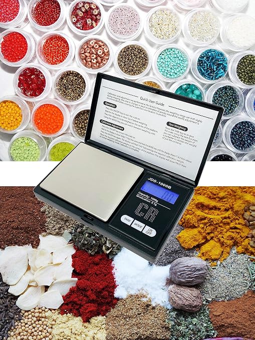 CR Premium Digital Food Scale - 1000g by 0.1g, Portable & Black (JDS-1000B) (Battery NOT Included)