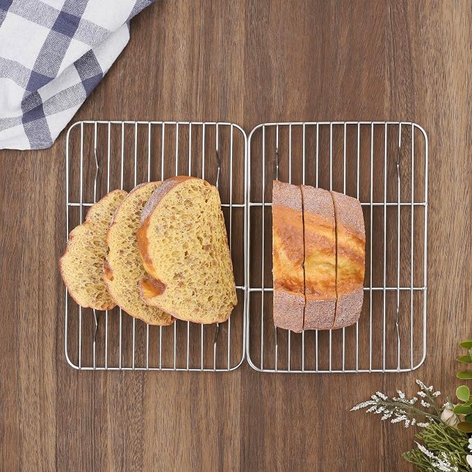 Homikit 2 Pack Cooling Rack for Baking, 8.7 * 6.3 Inch Mini Stainless Steel Metal Roasting Grilling Cooking Racks, Fits Small Toaster Oven, Dishwasher Safe, Heavy duty & Rust Resistant
