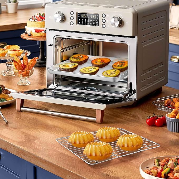 Homikit Mini Baking Sheet with Wire Rack for Toaster Oven (2 Pans+2 Racks) | 9x7 Inch Stainless Steel Baking Sheets with Cooling Racks Set, Small Cookie Pans Nonstick, Metal Bacon Tray, Dishwasher Safe