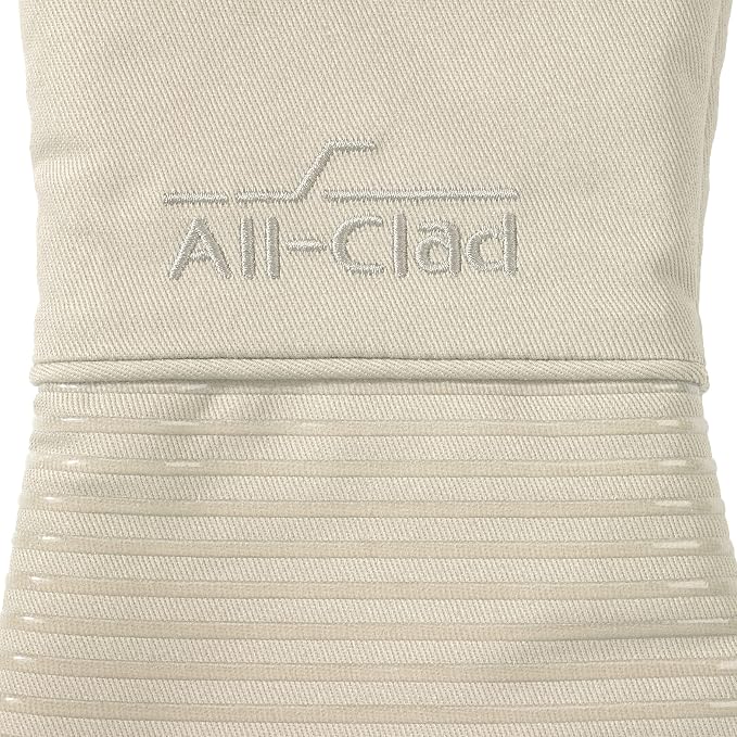 All-Clad Premium Silicone Oven Mitt: Heat Resistant to 500 Degrees - 100% Cotton & Silicone, 14"x7" Pot Holder for Kitchen and Barbeque, (1-Pack), Almond