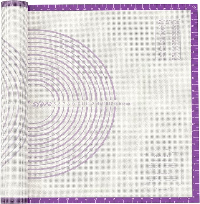 28 * 20 inches purple, non-slip silicone baking sheets - baking mat with 0.7mm thickness - non-stick pastry & cookie mat for kitchen counter for rolling out dough with measurements.