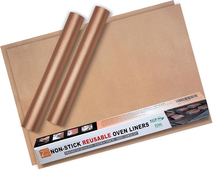 Oven Liners for Bottom of Oven - Non Stick Reusable Oven Liner 2 Pack – Heavy Duty Oven Liners, Oven Mat for Bottom of Oven for Electric & Gas Ovens – Heat Resistant up to 500°F