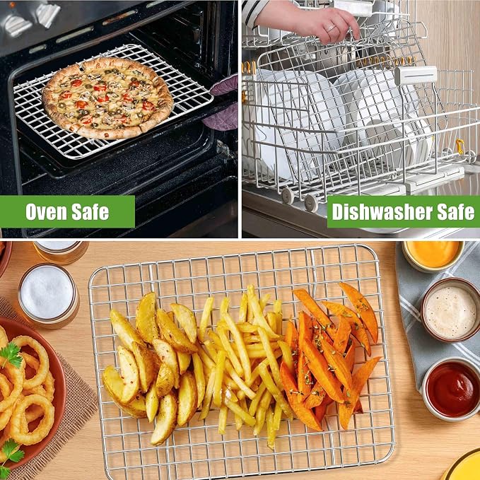 Homikit 12x9 Inch Stainless Steel Cooling Rack Set for Quarter Sheet Pan | 2 Pack Small Baking Racks for Cookie Bread Pizza, Toaster Oven Bacon Racks, Metal Grilling Grids, Rust Free, Dishwasher Safe