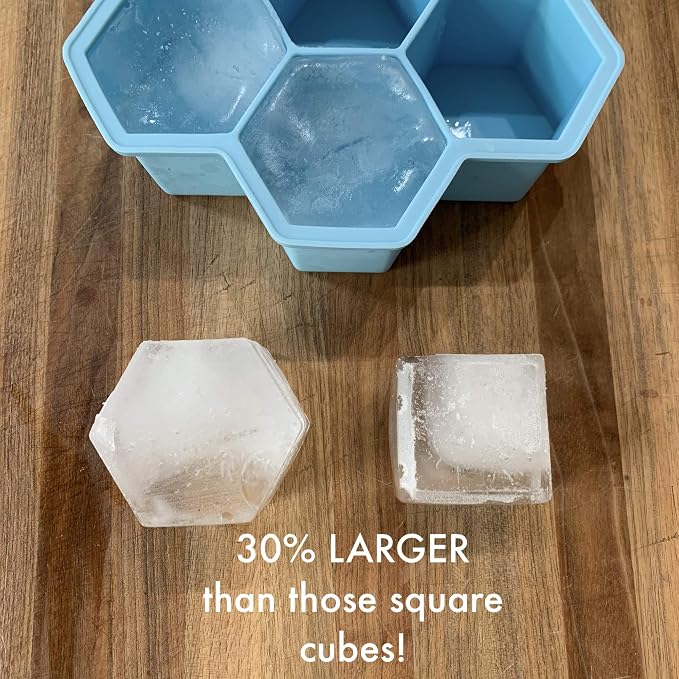 Outset Hexagon Silicione Ice Cube Tray, 6 Large Honeycomb Cubes