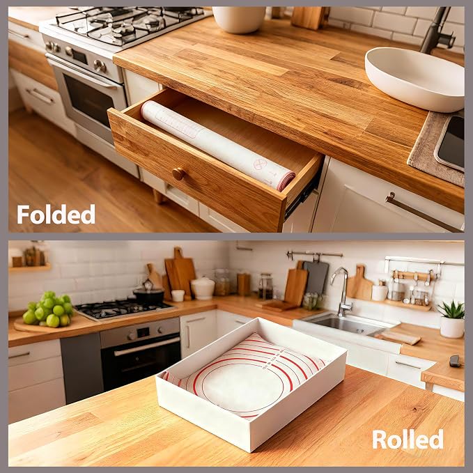 Silicone Baking Dough Pastry Mat, JJOO Large Bread Rolling Cookie kneading Baking Mats for Counter, Nonstick, Easy to Clean (27x20Inch)