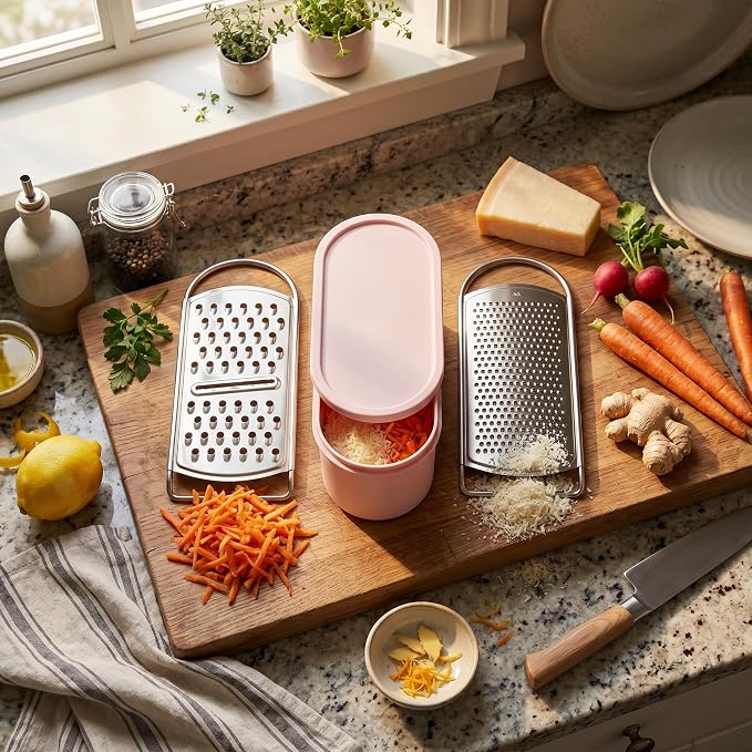 Jeffergarden Portable Cheese Grater Stainless Steel Box Grater with Storage Container for Easy Grating in Home Kitchen (Pink), #013, Jeffergardenox1nhivue3-13