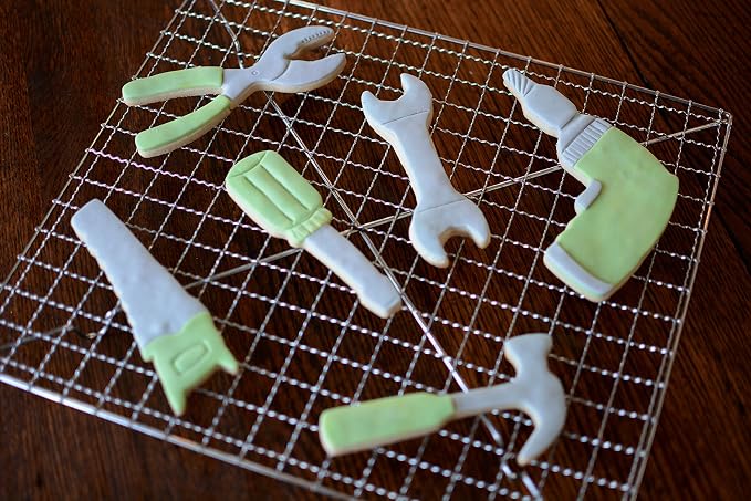 R&M Construction Tool Cookie Cutter Set, 6 Pieces Includes Hammer, Wrench, Screwdriver, Drill, Saw, Plyer Cookie Cutters, Silver