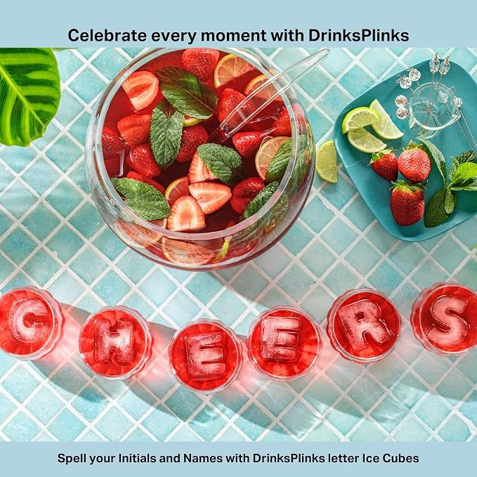 DRINKSPLINKS Custom Letter W Ice Cube Molds. Monogram Ice Cube Mold with Initials. Large Monogrammed Silicone Trays for Bourbon, Whiskey and Cocktails. Fun, Customized Gifts for Men and Women.