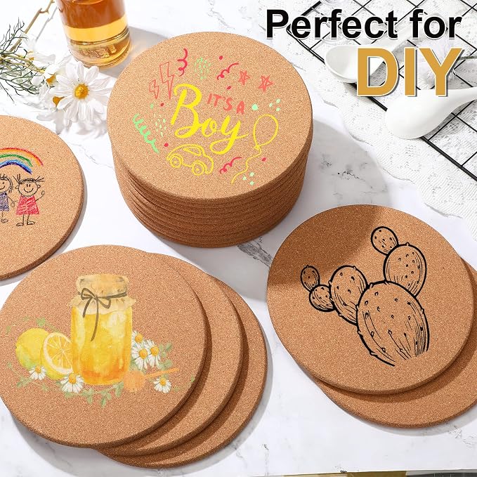 Panitay 16 Pack 8 Inch Round Cork Trivets Thick Hot Pads Cork Trivets for Hot Dishes, Heat Resistant Multifunctional Large Coasters Set for Kitchen, Countertop, Table