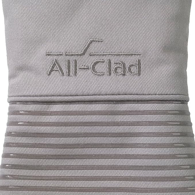 All-Clad Silicone Oven Mitts: Heat Resistant up to 500 Degrees - 100% Cotton & Silicone, 14"x7" Oven Mitt for Kitchen and Barbeque, 2-Pack, Titanium