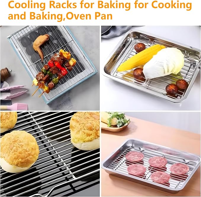 2 Pack Stainless Steel for Baking Sheet, Cooling Rack 11.8” 8.07” Baking Rack,Cooling Rack with Legs，Cooling Racks for Baking for Cooking and Baking,Oven Pan, Oven & Dishwasher Safe