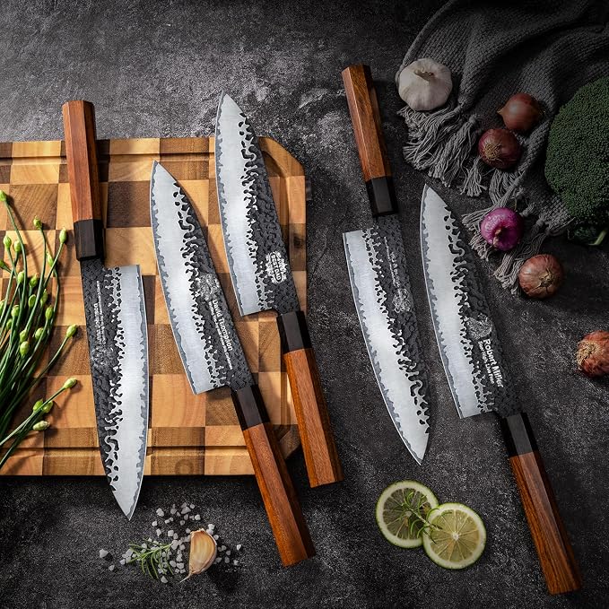 FAMCÜTE Personalized Gifts for Men Engraved Custom Japanese Knife, Hand Forged High Carbon Steel Chef Knife With Rosewood Handle, Birthday Day Gifts for Your Loved Ones (Sandalwood Gift Box)