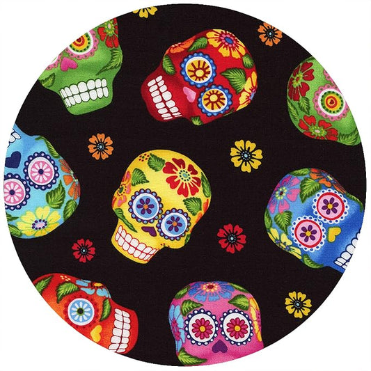Andreas Silicone Jar Opener, Sugar Skulls – 6.25" Non-Slip Lid Gripper & Garlic Peeler, Dishwasher Safe, Multi-Use, Durable Silicone & Fabric, Made in the USA, JO-135