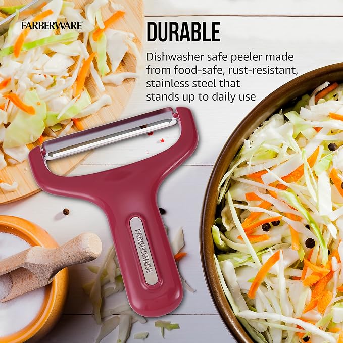 Farberware Pro Large Y-Peeler for Vegetables and Fruit, Stainless Steel Blade, Ambidextrous Grip, Dishwasher Safe - Ideal for Potatoes, Butternut Squash, Cabbage, and More