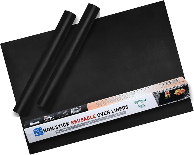 Oven Liners for Bottom of Oven – Heavy Duty Non Stick Reusable Oven Liner for Gas & Electric Ovens – Oven Mat for Bottom of Oven – Heat Resistant to 500°F, 23x16.25", 2 Pack