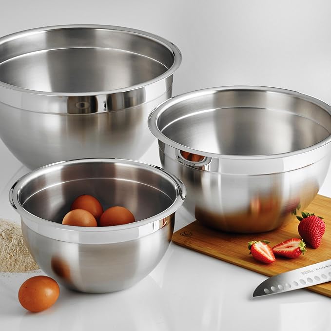 Tramontina Gourmet 3-Piece Stainless Steel Mixing Bowls Set, Ideal for Salads, Preparing and Serving, Dishwasher-Safe