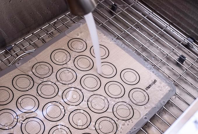 Macaron Baking Mat Silicone Non Stick, Half Sheet Reusable Pack of 4 Gray | Non-Stick Macaron Mat for Easy Baking, Heat Resistant & Dishwasher Safe, Reusable & Eco-Friendly, For Cookies & More (11x16”)