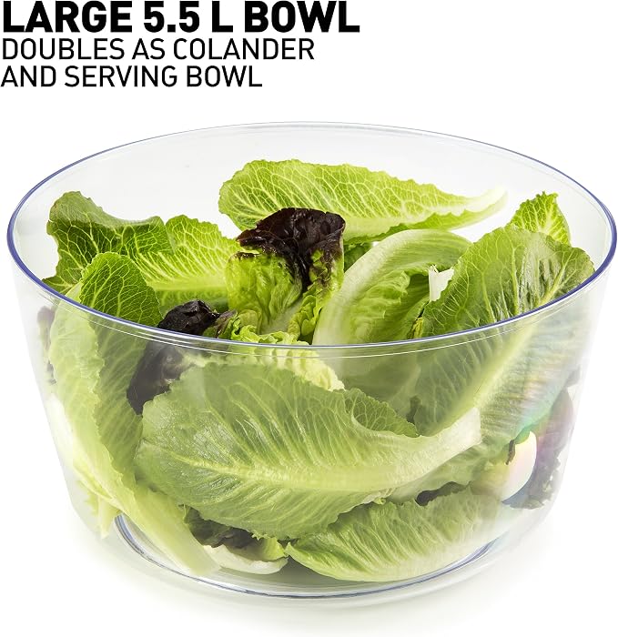 Large Salad Spinner Lettuce Dryer - Easy Spin Salad Spinner Large Vegetable Washer - Manual Salad spinner - Vegetable Dryer - Veggie Spinner Dry Salad Spinner By Fullstar