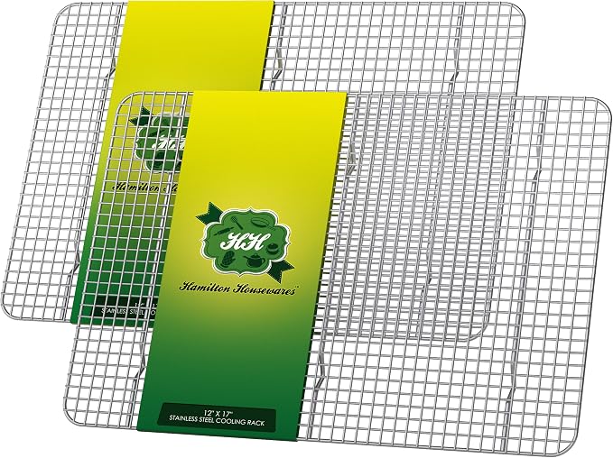 Stainless Steel Cooling Rack - Heavy Duty and Oven Safe, Good for Cooling, Baking and Roasting - Fits Half Sheet Pans - Perfect for Cookies, Cakes & More (12" x 17")