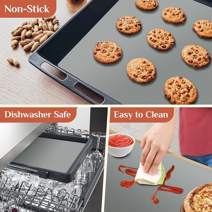 GTJ Silicone Baking Mat Roll, Reusable Baking Sheet Liners, 12 in x 10 ft | Free Cut to Size, Food-Grade, Non-Stick, Non-Slip, For Dough, Pastry, Air Fryer, Freeze Dryer, Oven Pan, Kitchen Counter