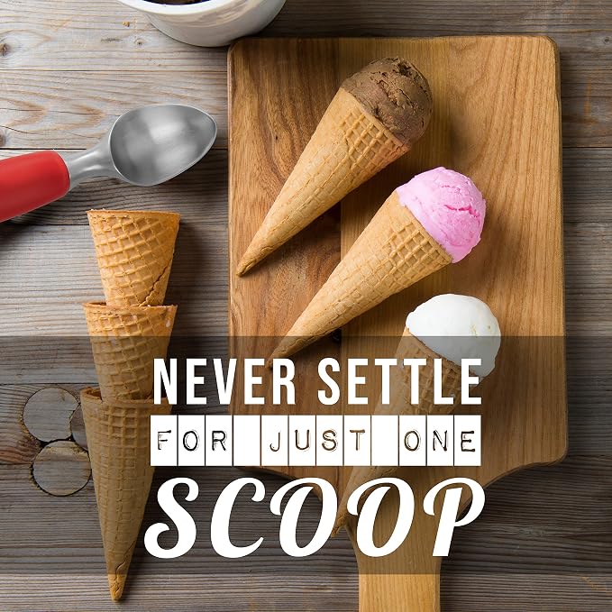 Rockland Guard Ice Cream Scoop with Chisel-Shaped Tip, Non-Slip Easy to Grip Handle, Solid Stainless Steel for Hard or Soft Ice Cream - Dishwasher Safe. (Red)