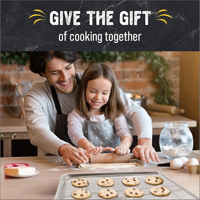 Baking Sheet Pan and Cooling Rack - Half Sheet, 18" x 13" Aluminum Cookie Sheets and Stainless Steel Wire Rack for Baking