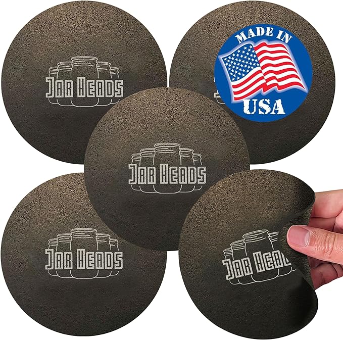 JAR HEADS Rubber Jar Opener Gripper Pad 5 Pack - Thick 5 Inch Grippers for Opening Jars Made in the USA - Jar Opener for Weak Hands & Seniors with Arthritis
