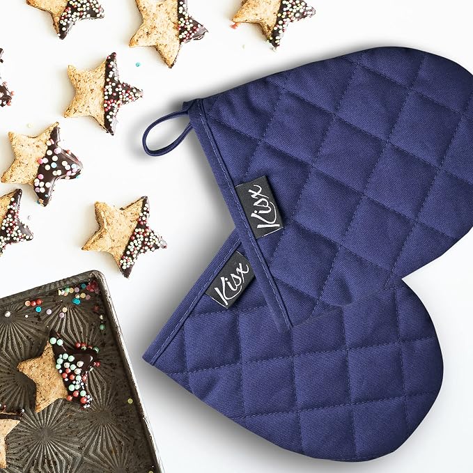 Oven Mitts Heat Resistant – (Blue Color) Mini Oven Mitts, Silicone Gloves Heat Resistant, Kitchen Gloves for Cooking, Silicone Oven Mitts & Pot Holders Sets, Kitchen Pot Holders & Oven Mitts Sets