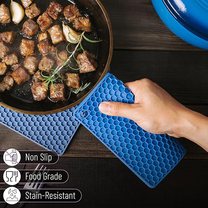 BTaT- Silicone Trivet Mats, 2 Pack, Rose Red, Hot Pads for Kitchen, Trivets for Pots and Pans, Hot Pad for Dishes