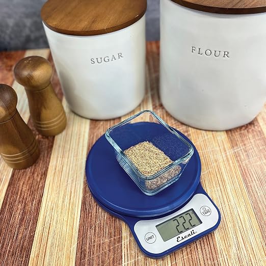 Escali Telero Digital Food Scale, High Precision Kitchen Scale for Cooking, Baking, Portion Control, Meal Prep, Weigh in Grams and Ounces, 11 lb Capacity, Blue (T136)