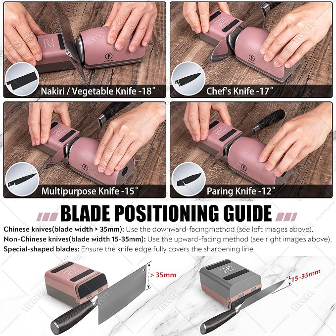 Electric Rolling Knife Sharpener - 3 Head Rolling System with Adjustable Angle Base - Ceramic Discs - 3-Speed USB-C Rechargeable for Kitchen, Chef, and Outdoor Knives - Advanced Knife Sharping Tool