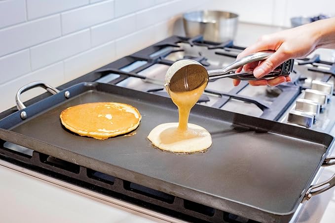 Jenaluca Extra Large Ice Cream Scoop, 18/8 Stainless Steel, 1/3 Cup, #12 | Commercial grade disher for ice cream, pancakes, burgers & food portions. Squeeze handle. Dishwasher safe.